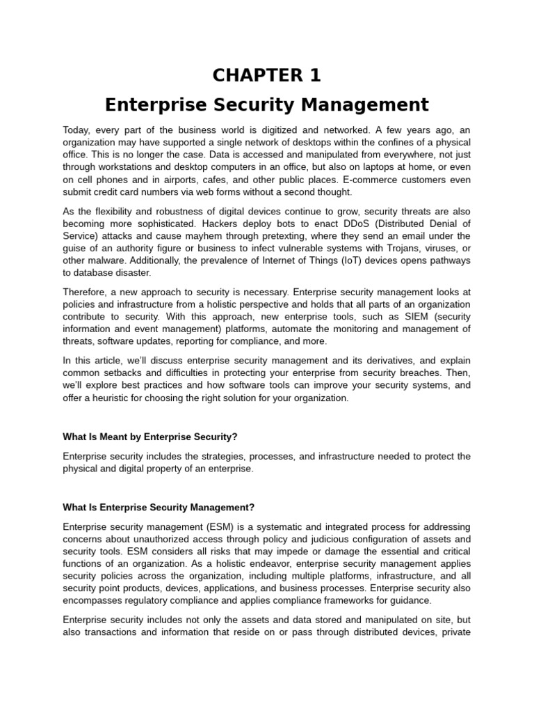 Enterprise Security Management Overview | PDF | Computer Security ...