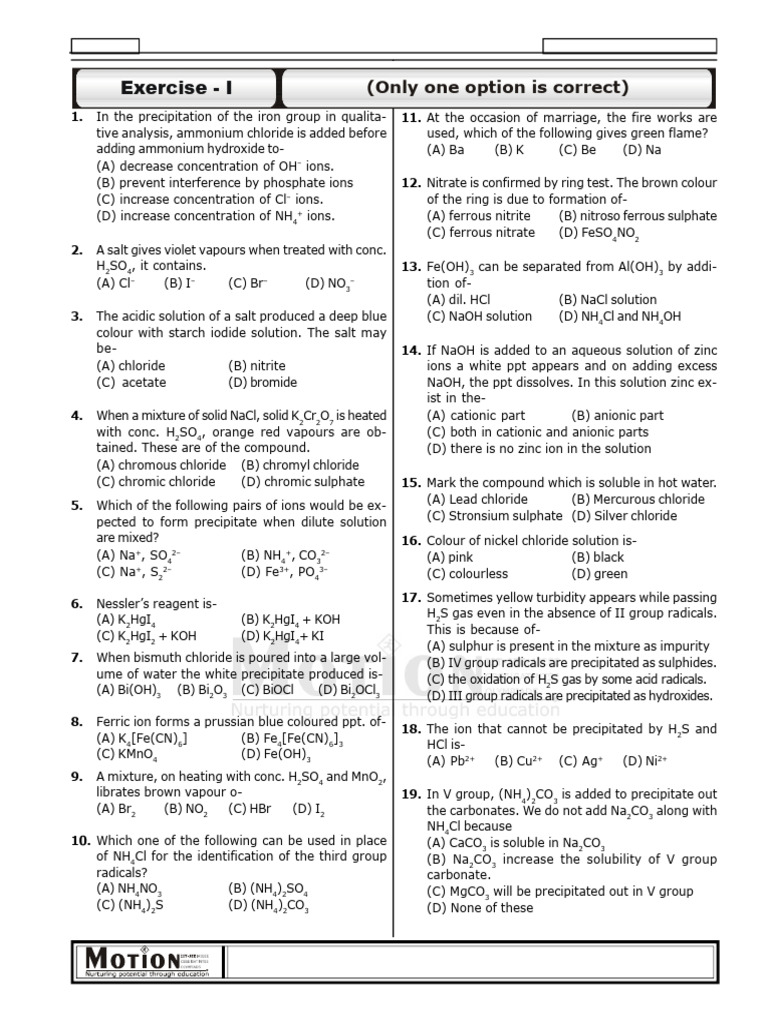 Salt Analysis Practice Questions | PDF | Ammonium | Salt (Chemistry)