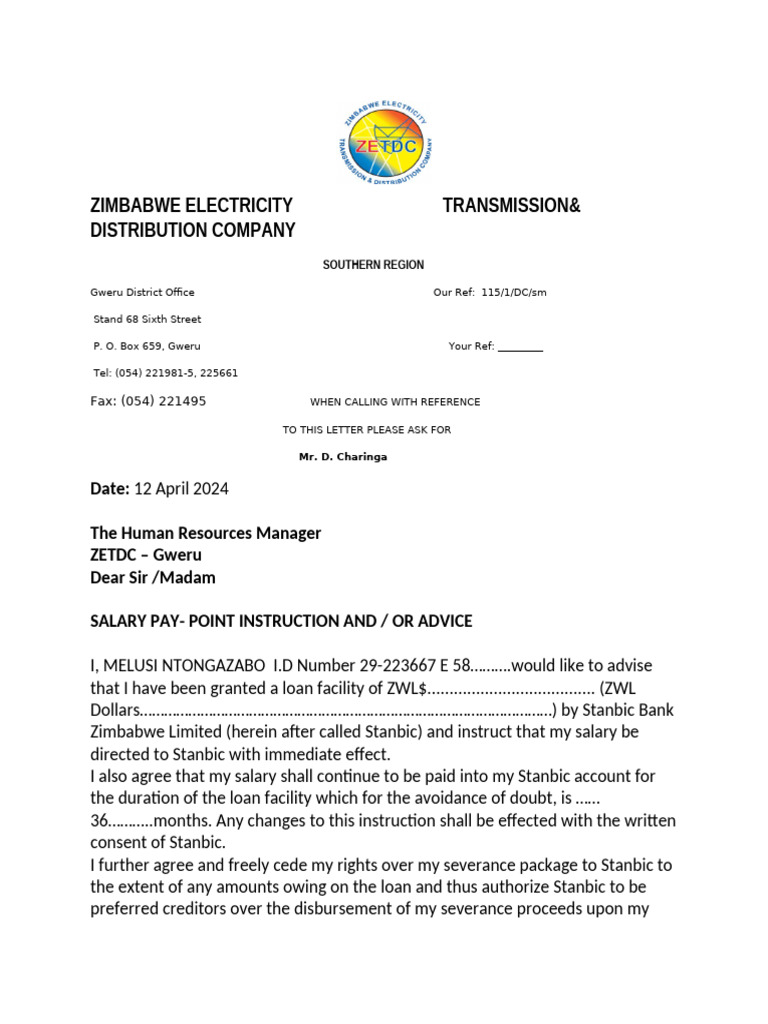 Salary Payment Instruction for Loan | PDF