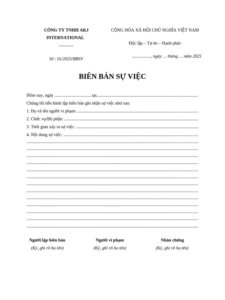 Bien Ban Su Viec | PDF
