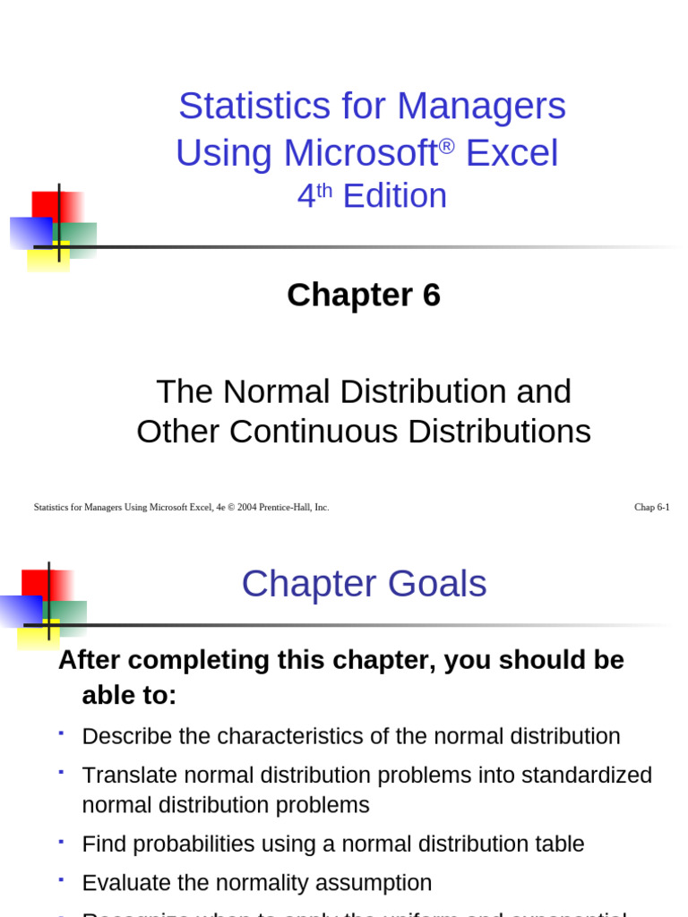 Chap06 - Statistics For Managers Using Microsoft® Excel 4th Edition ...