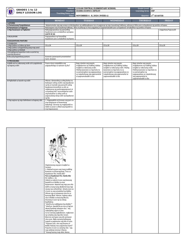 DLL - Esp 5 - Q2 - W6 | PDF