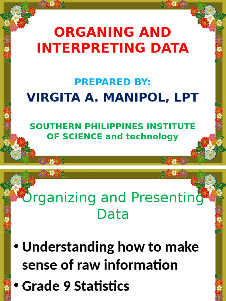 Organizing and Presenting Data | PDF | Pie Chart | Chart