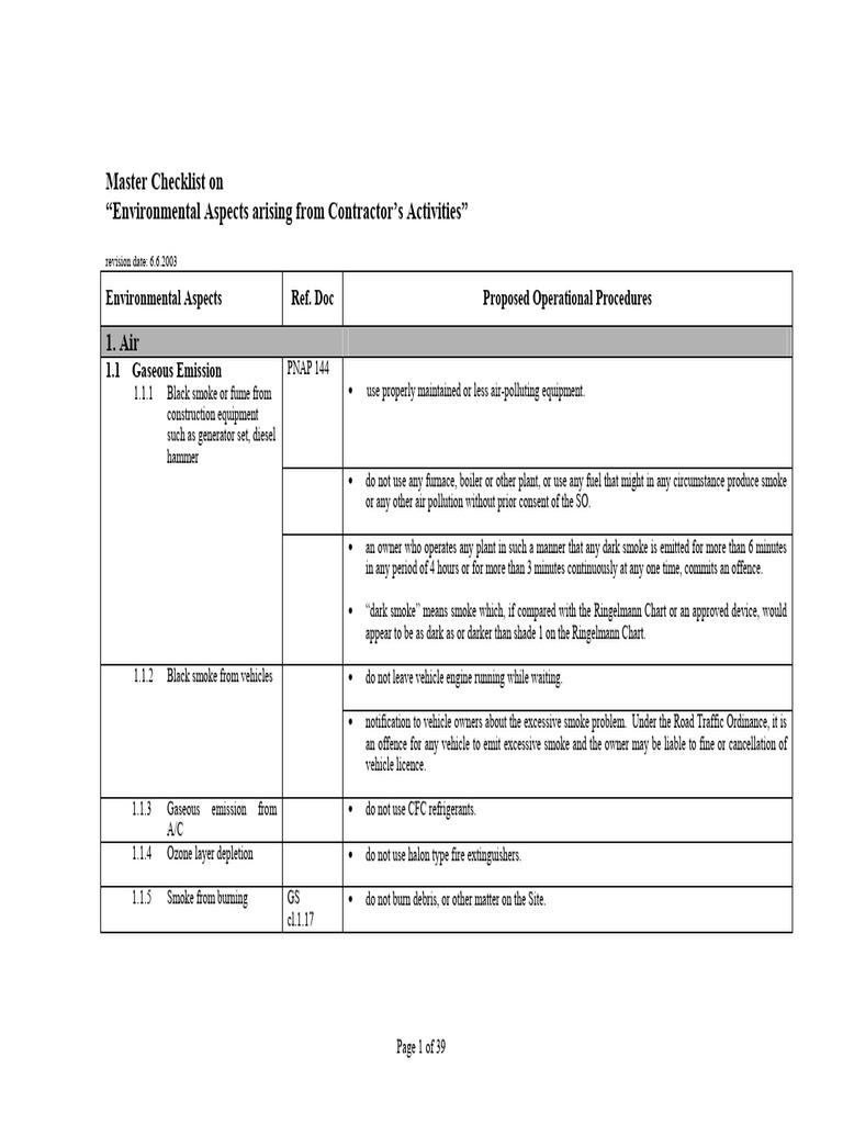Contractor Environmental Procedures Checklist | PDF | Storm Drain ...
