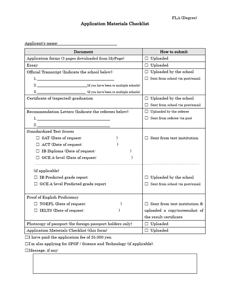 Checklist FLA 2026 | PDF