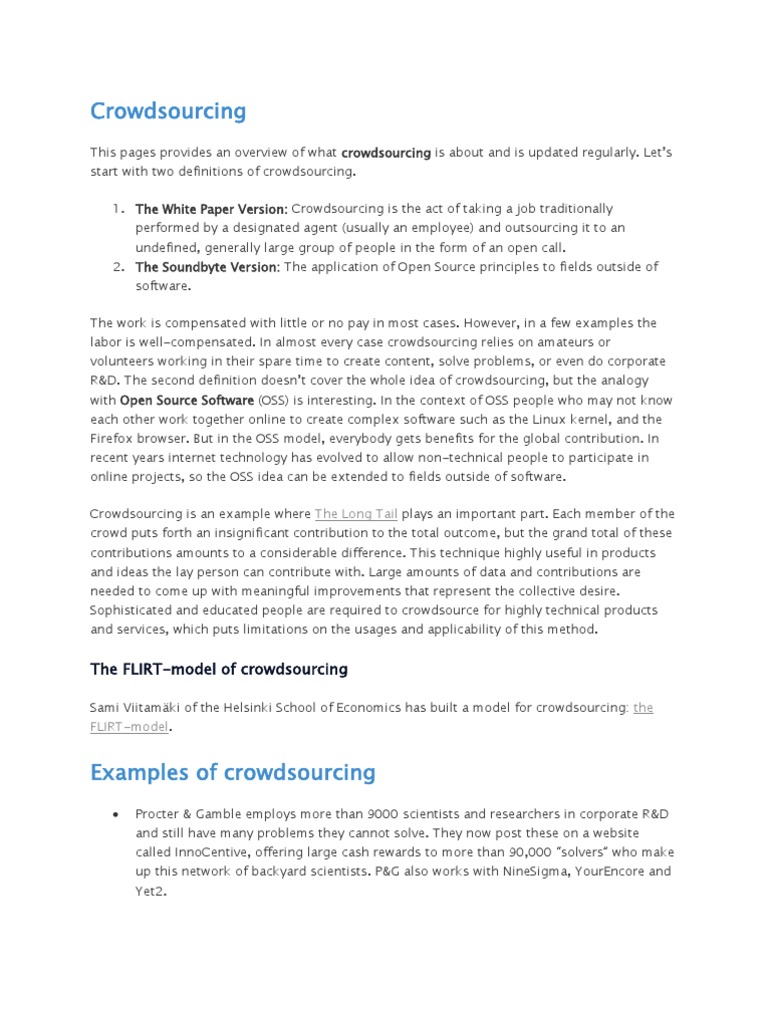 Crowdsourcing (Defination/Examples) | PDF | Crowdsourcing | Communication