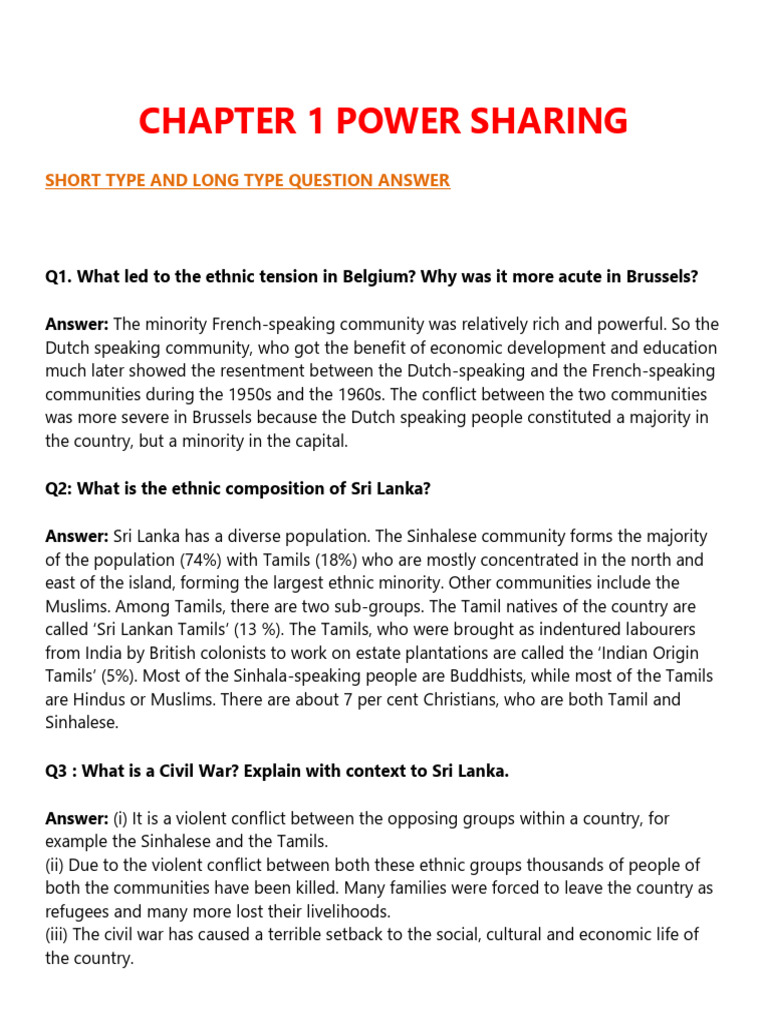 Power Sharing Dynamics in Belgium and Sri Lanka | PDF | Sri Lanka ...