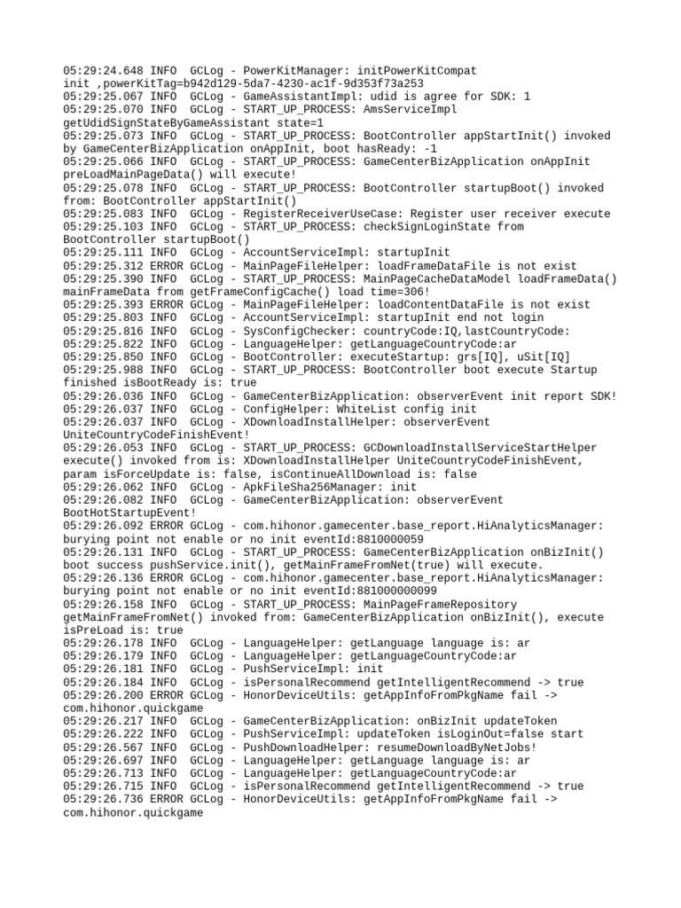 Game Center Initialization Log Analysis | PDF | Computing | Information ...