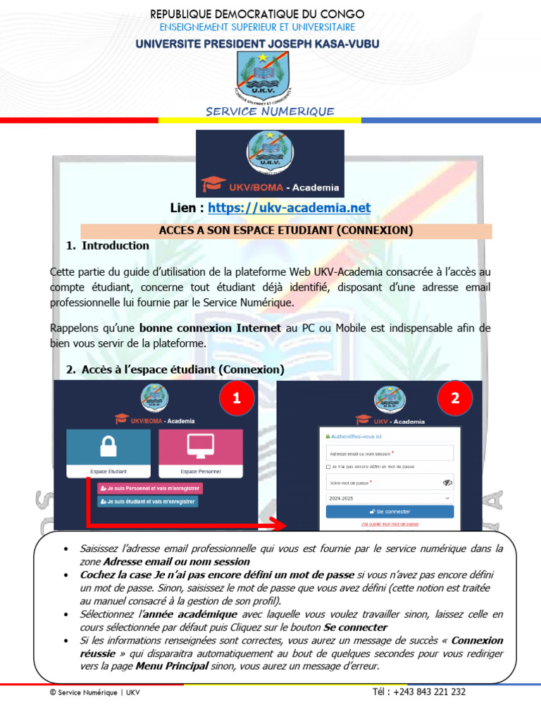 Acces Compte Etudiant Manuel UKV Academia | PDF