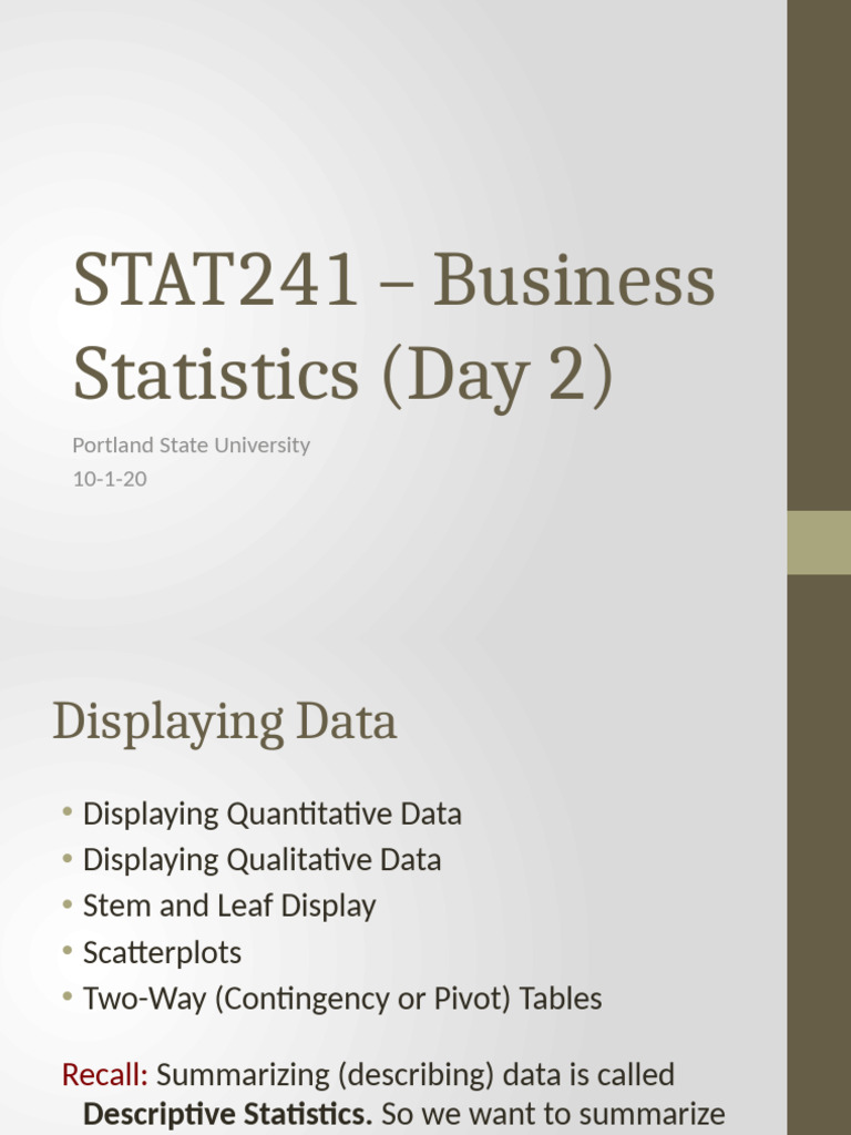 Data Display and Analysis in STAT241 | PDF | Histogram | Skewness