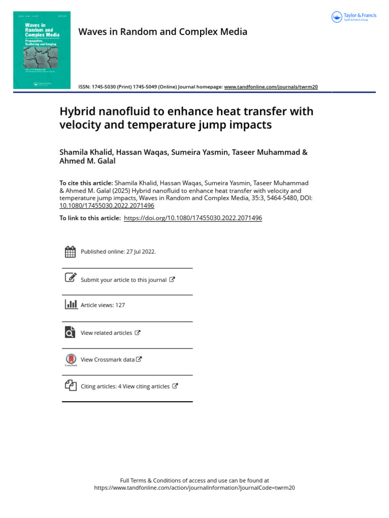 Hybrid Nanofluid Heat Transfer Analysis | PDF | Heat Transfer | Heat