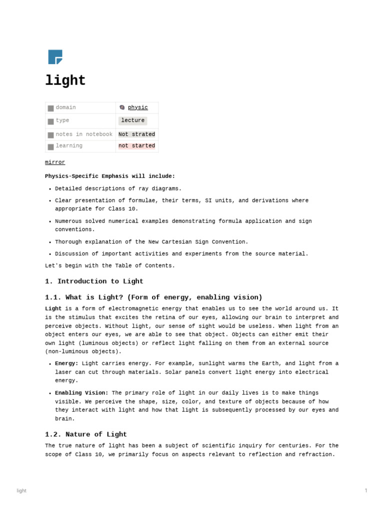 Light | PDF | Light | Mirror