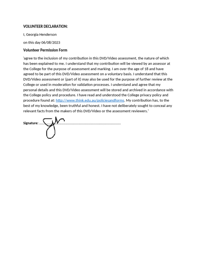 Volunteer Declaration | PDF