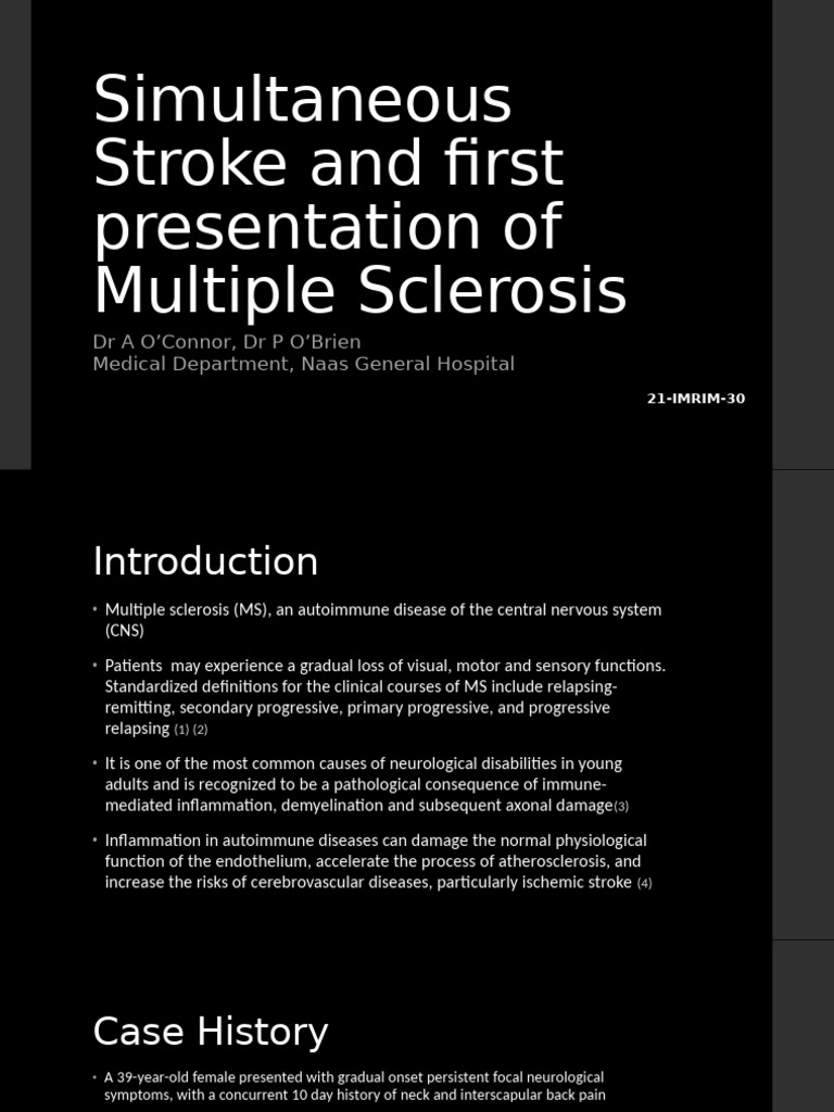 Simultaneous Stroke And First Presentation Of Multiple Sclerosis Pdf