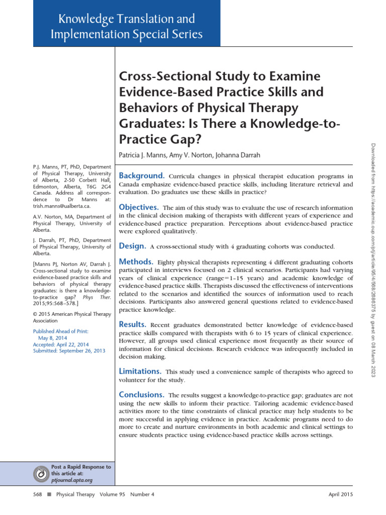Evidence-Based Practice in Edmonton PTs | PDF | Evidence Based Medicine ...