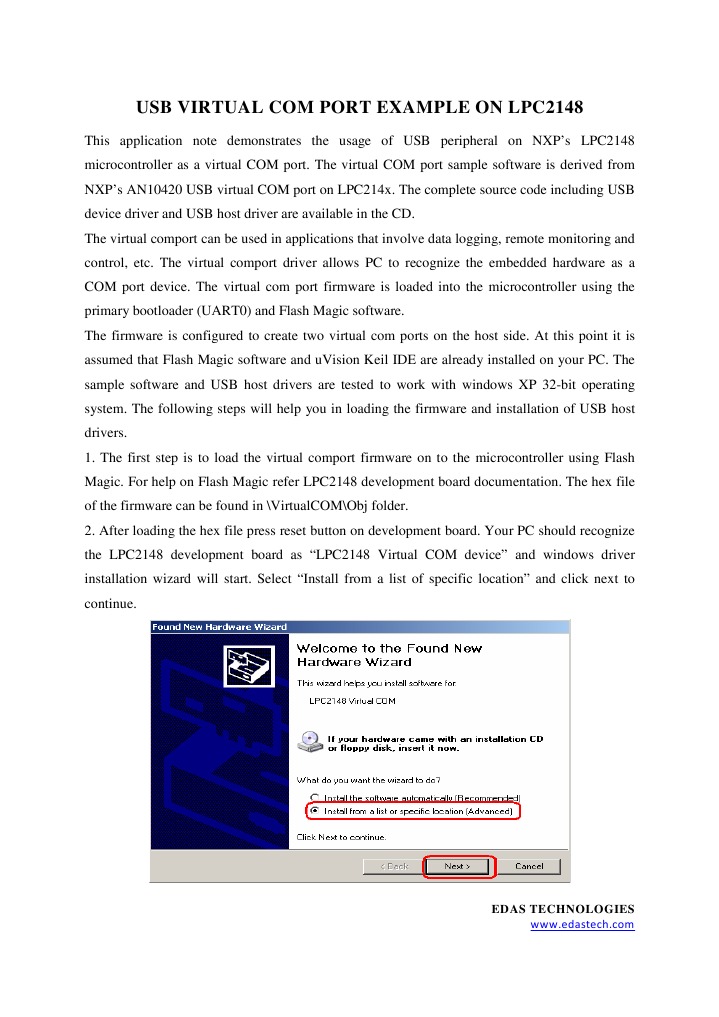 Usb Virtual Com Port Example On Lpc2148 PDF Device Driver Usb