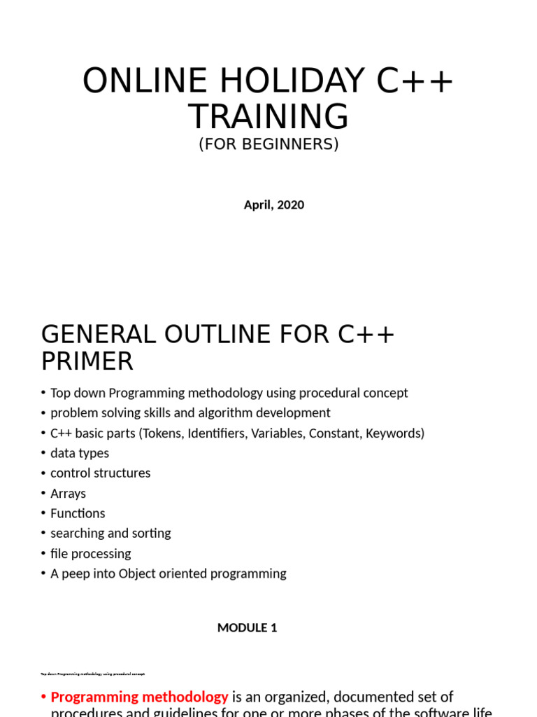 Beginner C++ Holiday Training Course | PDF | Computer Programming ...
