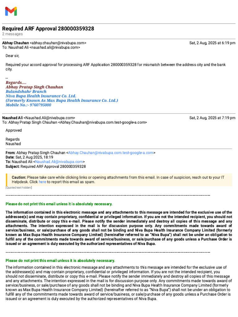 ARF Approval Request for Application 280000359328 | PDF | Network ...