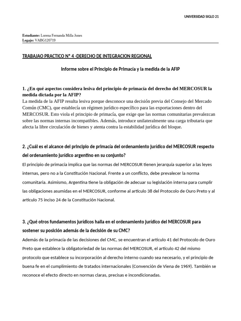 Primacía del Derecho MERCOSUR y AFIP | PDF | Gobierno | Justicia