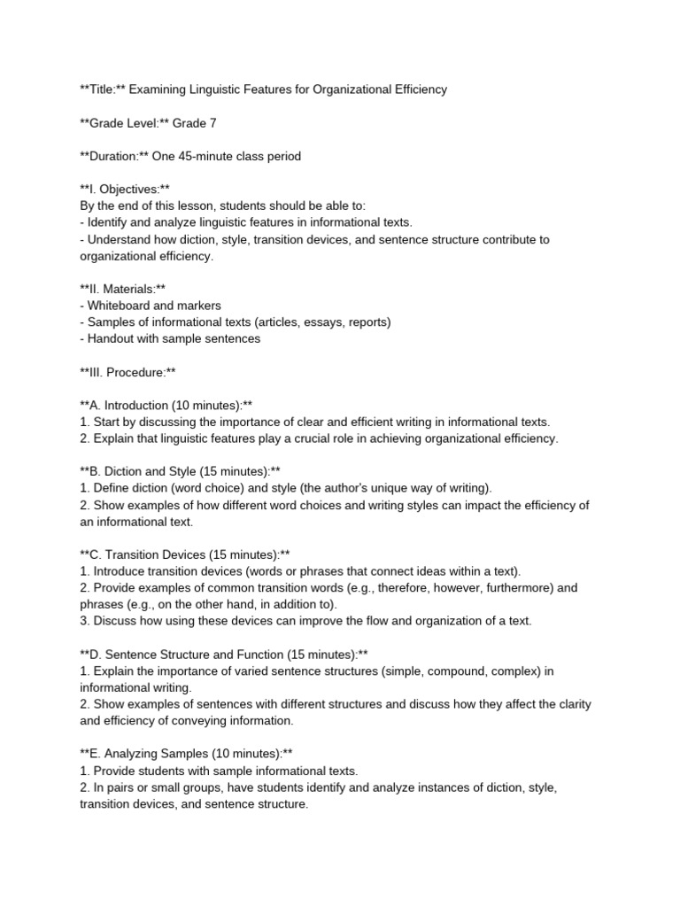 Linguistic Features for Text Efficiency | PDF | Syntax | Linguistics