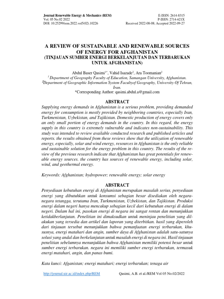 Renewable Energy Solutions for Afghanistan | PDF | Wind Power ...