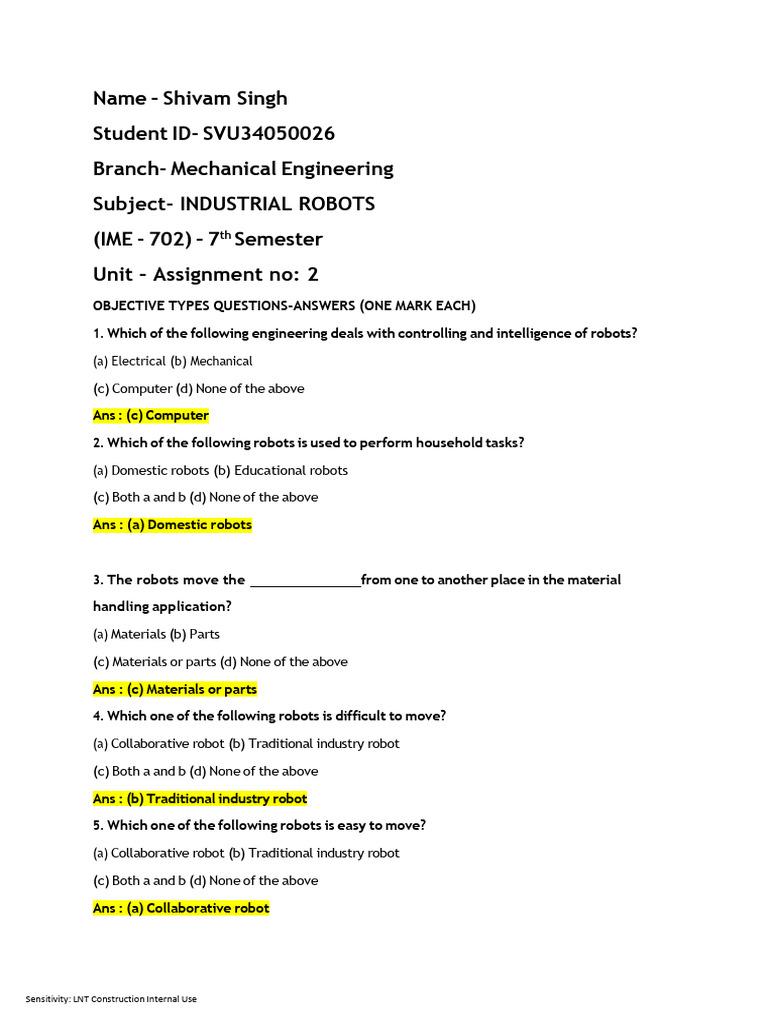 Robotics Mechanics and Control Overview | PDF | Robotics | Robot