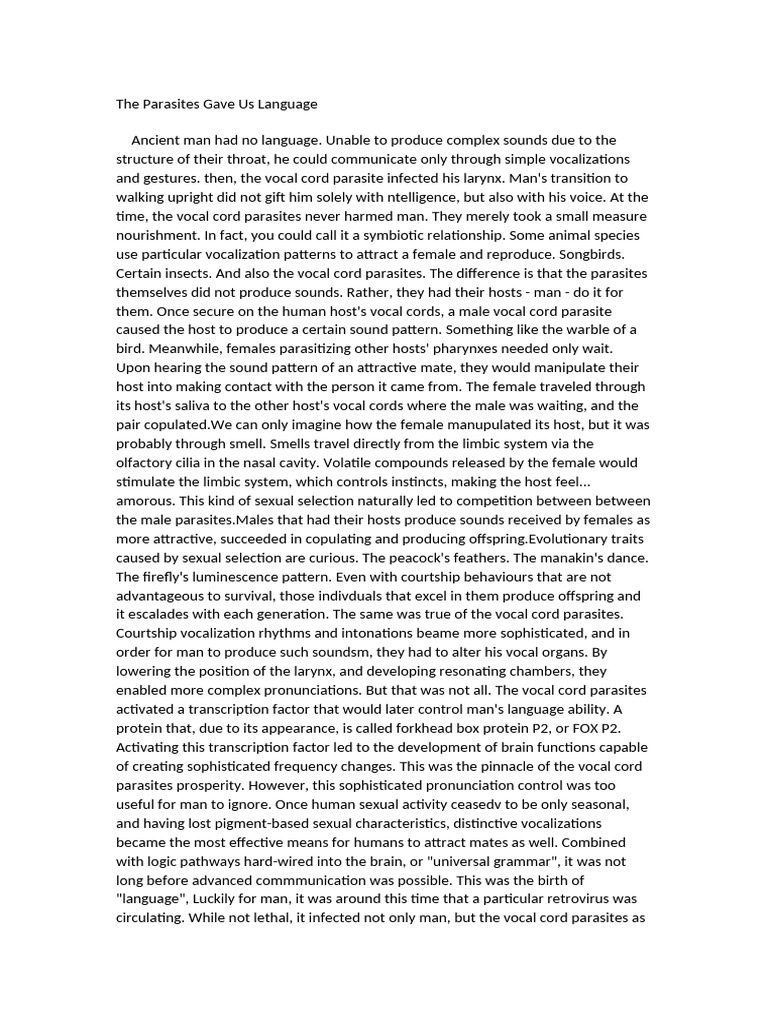 Evolution of Language via Parasites | PDF | Parasitism | Dinosaurs
