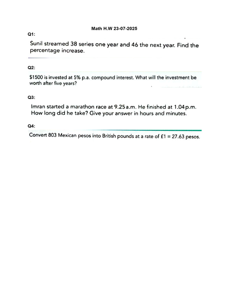 Math H.W | PDF