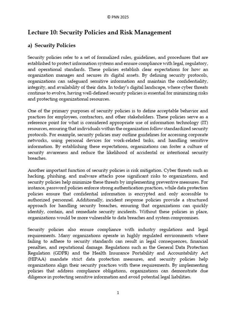 Security Policies & Risk Management Guide | PDF | Information Security ...