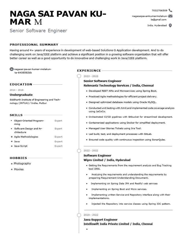 Naga Sai Pavan Kumar - 4yrs - Java | PDF | Java (Programming Language ...