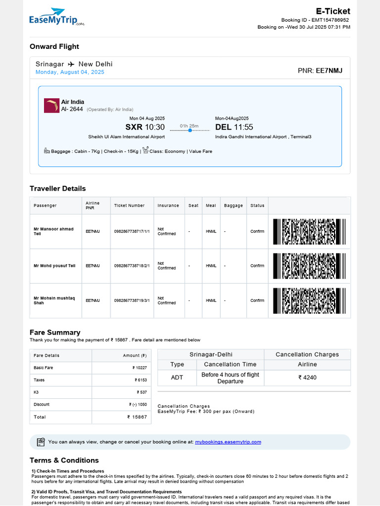 Flight Booking Confirmation Details | PDF | Travel Visa | Airlines