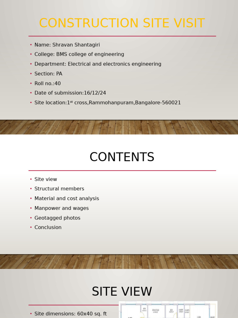 Construction Site Visit Report: Insights | PDF