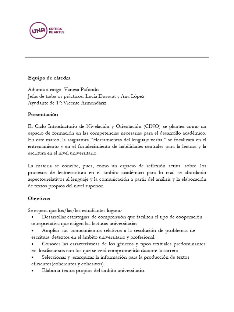 Herramientas Del Lenguaje Verbal - Programa 2C 2024 | PDF ...