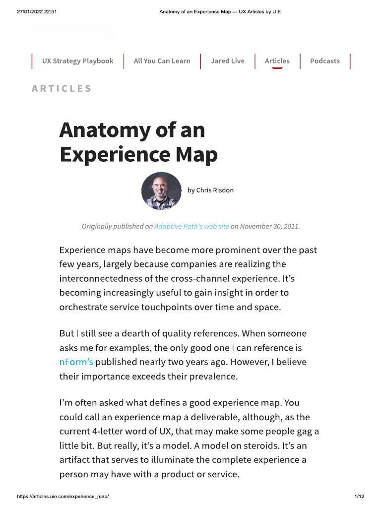 Anatomy of An Experience Map | PDF