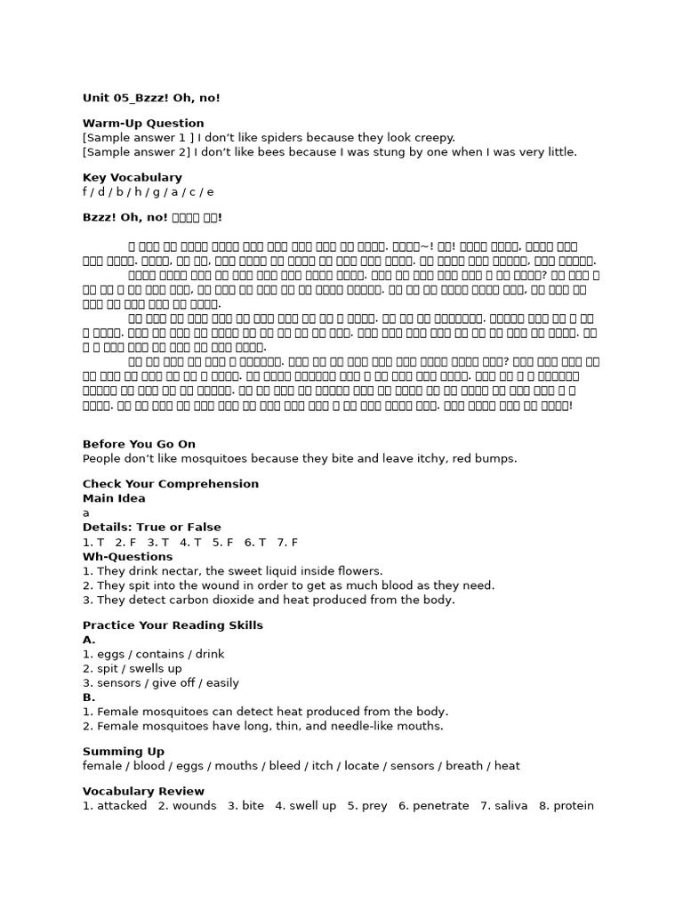 B2 Unit 05 Buzz! Oh, No! Answer | PDF