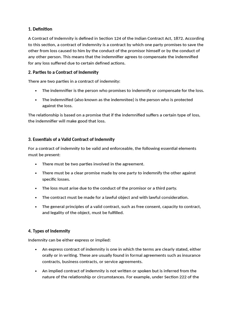 Understanding Contract of Indemnity | PDF | Guarantee | Law Of Agency