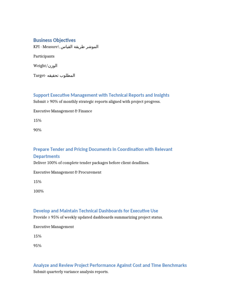 Business Objectives and KPIs Overview | PDF