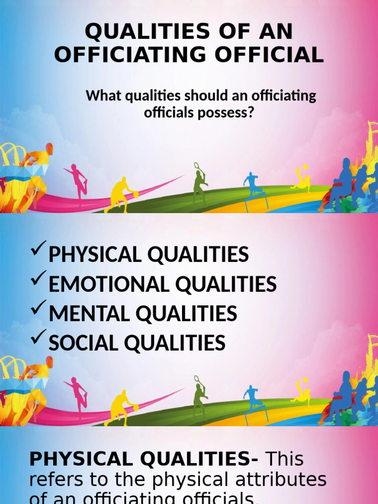 Ideal Qualities of Officiating Officials | PDF