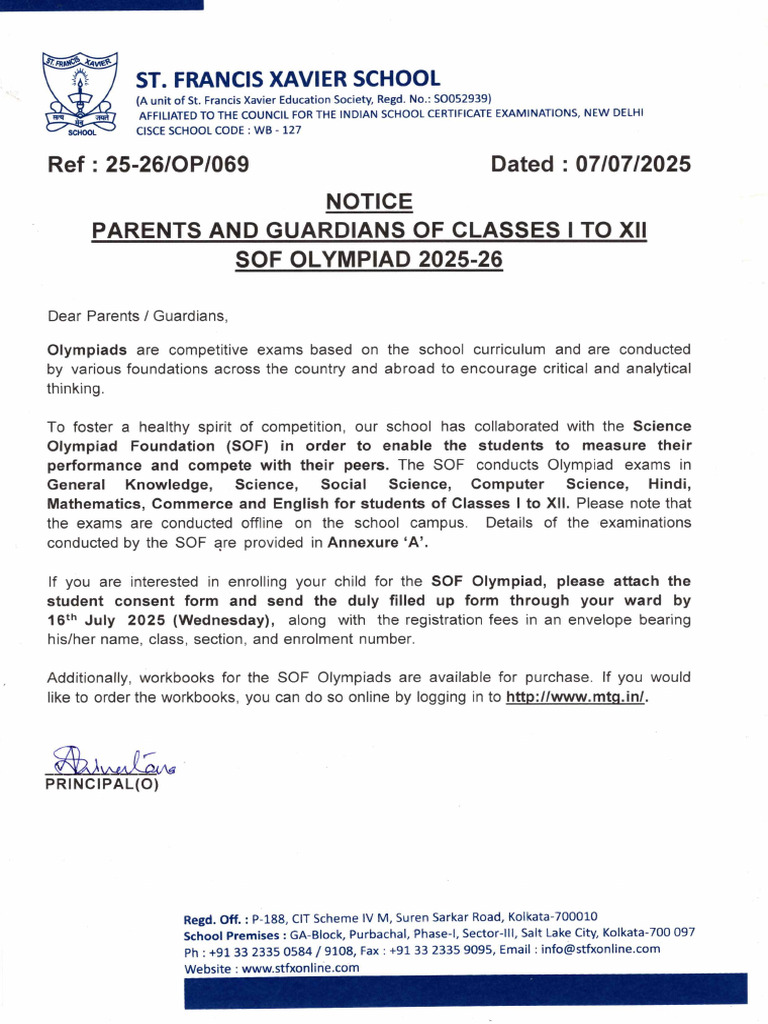 SOF Olympiad Exam Schedule 2025-26 | PDF