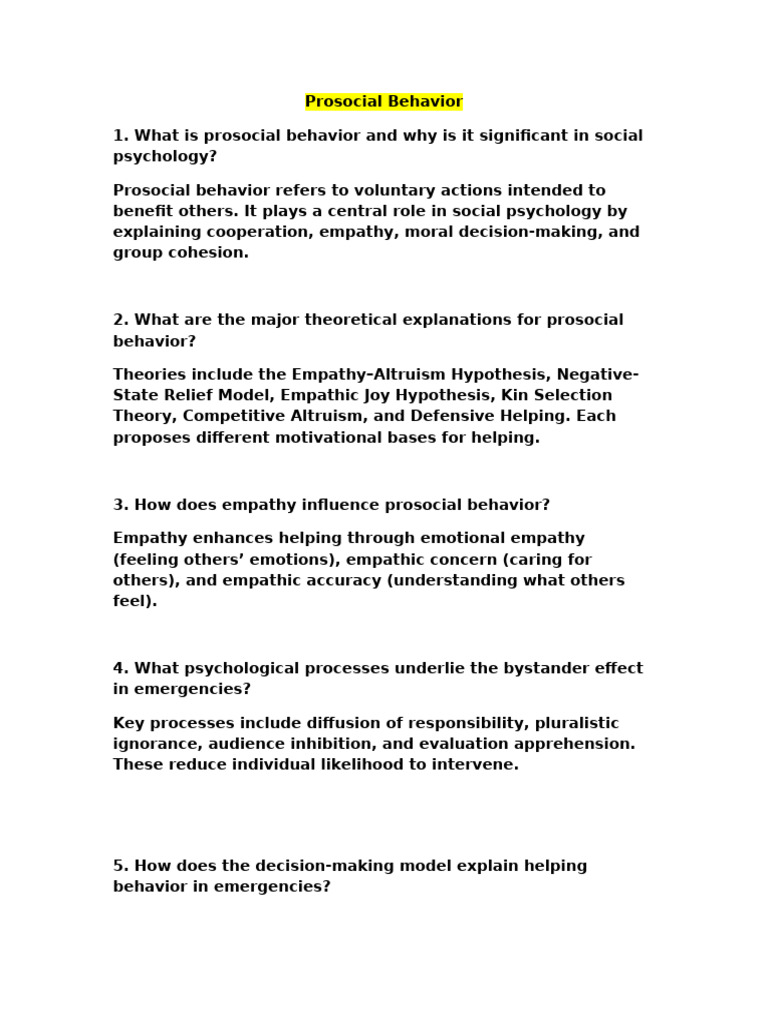Motivations Behind Prosocial Behavior | PDF | Empathy | Motivational