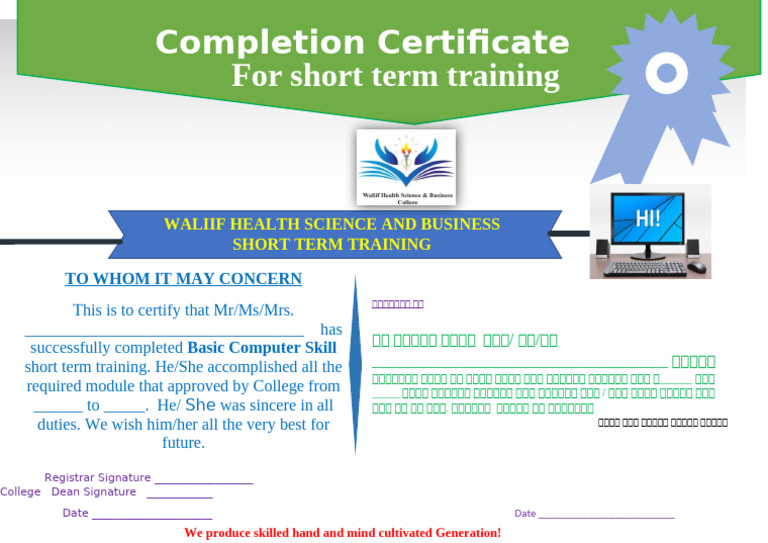 Certificate For Computer 2016 | PDF