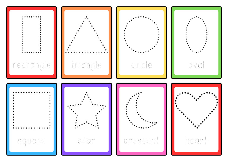 Pencil Control Shapes Flashcards in Simple Bold Rainbow Style PDF