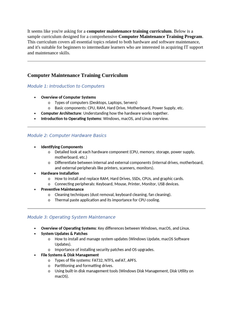 Grade 12 Computer Maintenance Curriculum | PDF | Antivirus Software ...