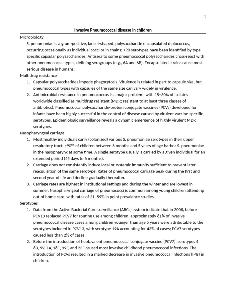 Invasive Pneumococcal Disease in Children | PDF | Pneumonia | Medical ...