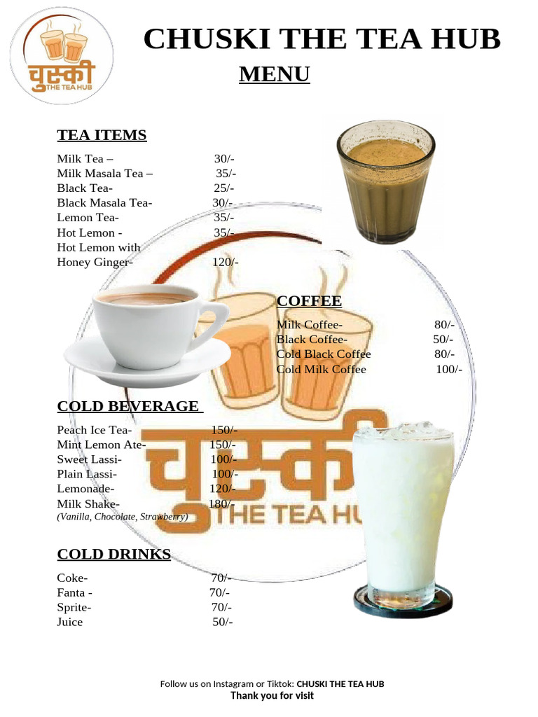 Chuski Tea Hub Menu Overview | PDF | Tea | Drink