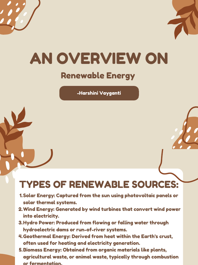 Types of Renewable Energy Sources | PDF | Renewable Energy | Wind Power