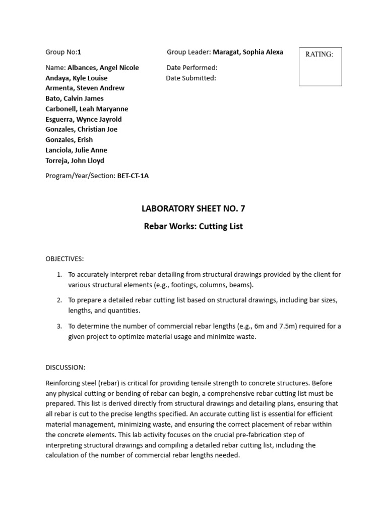 Rebar Cutting List Preparation Guide | PDF | Accuracy And Precision ...
