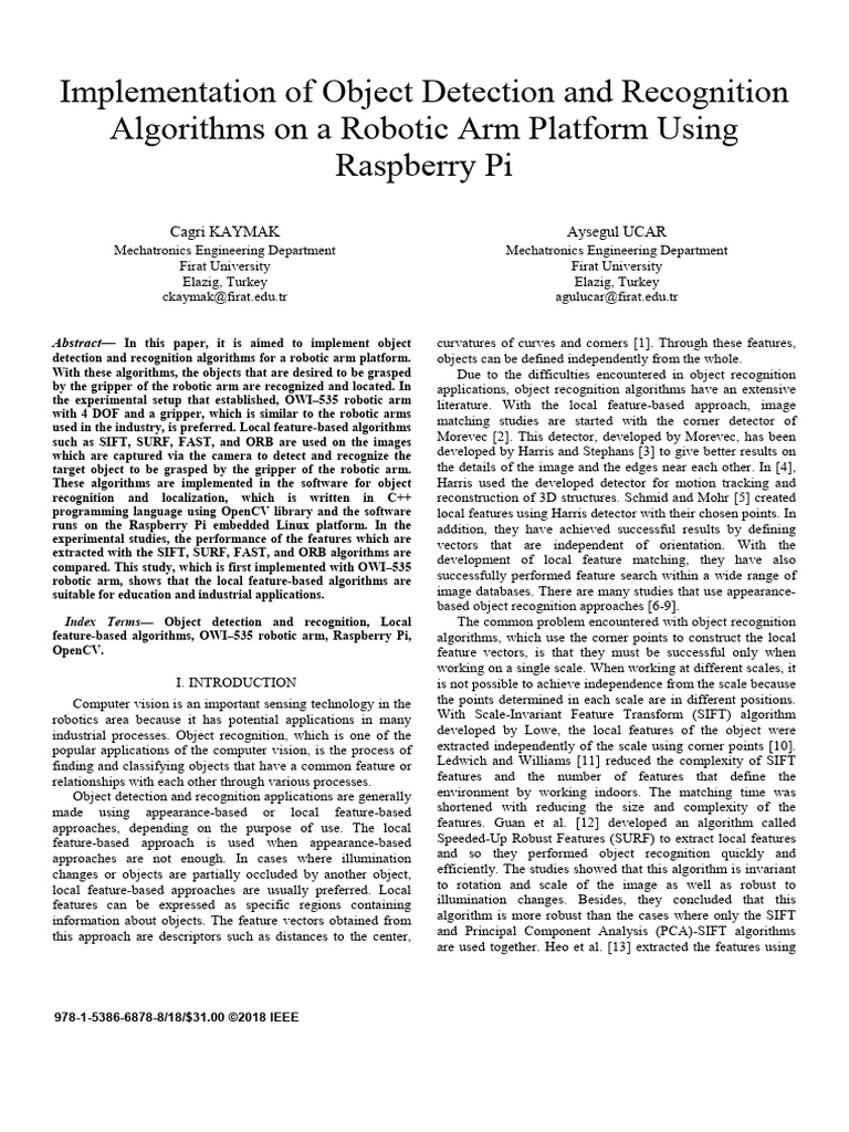 Object Detection on Robotic Arm with Raspberry Pi | PDF | Computer ...