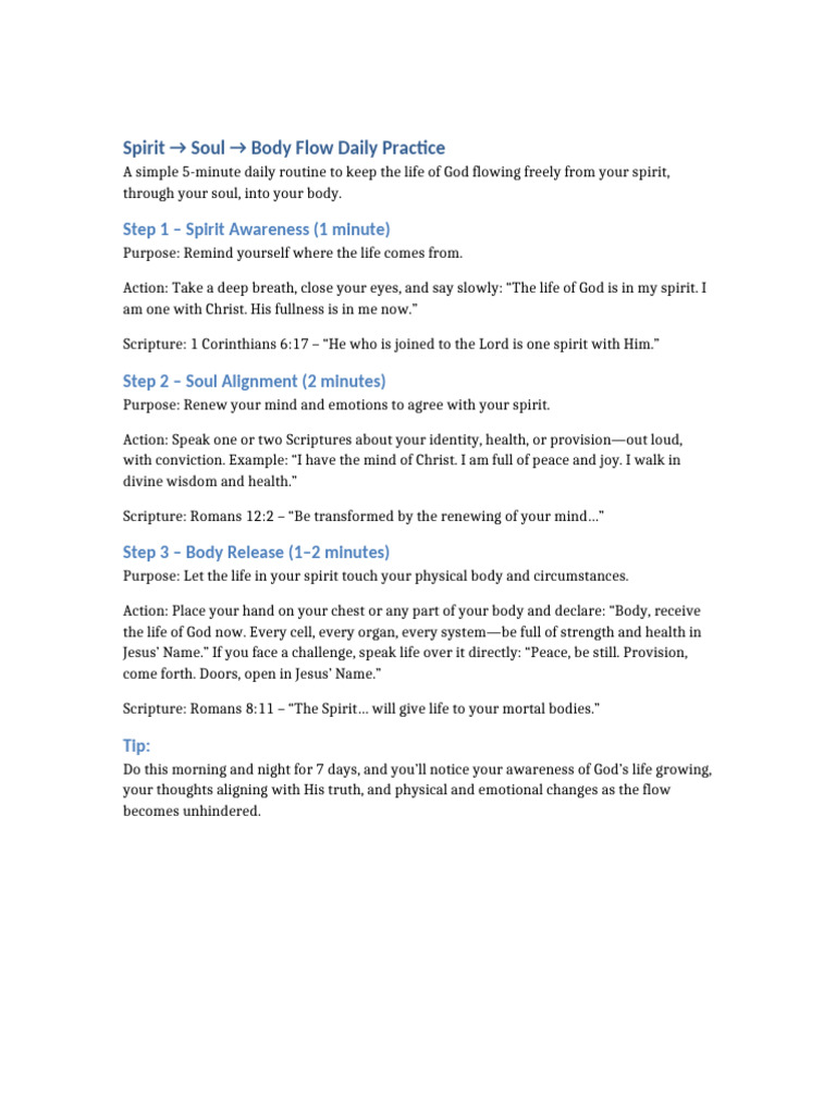 Daily Spirit-Soul-Body Practice Guide | PDF