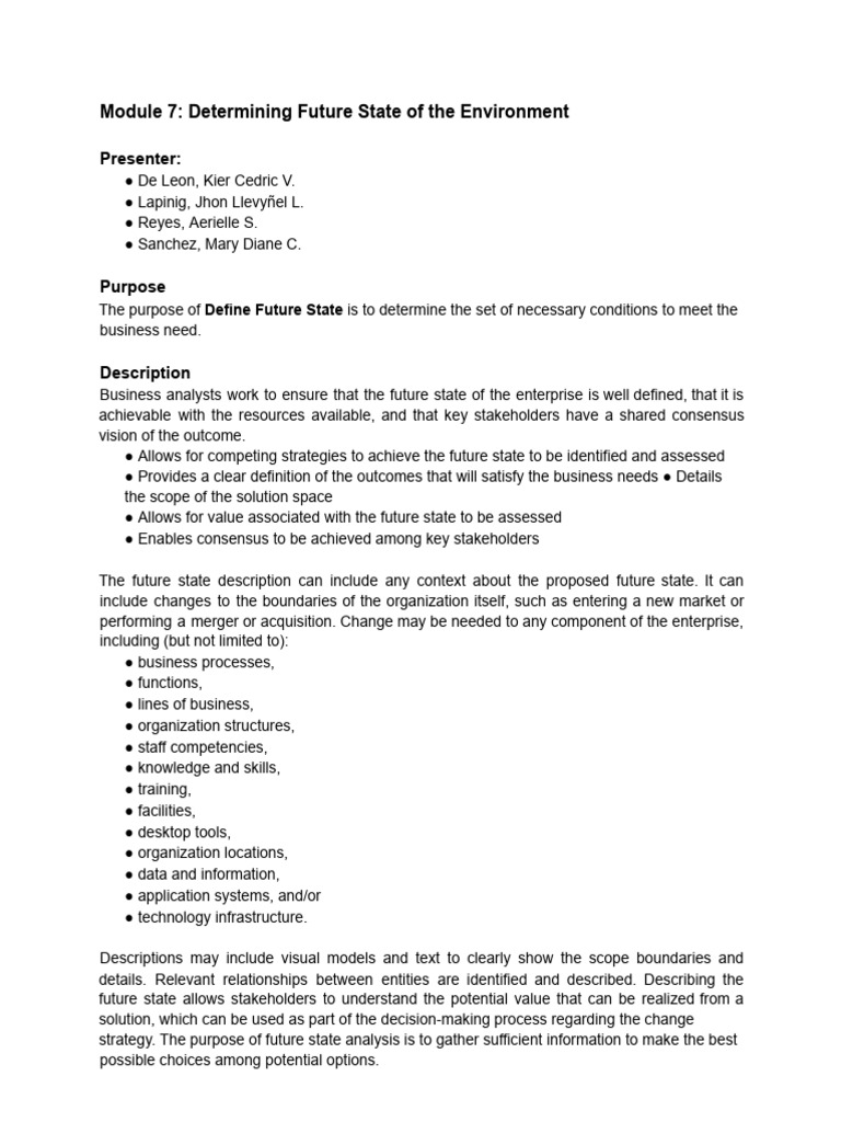 Future State Analysis for Business Goals | PDF | Performance Indicator ...